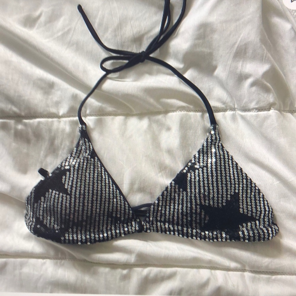Black and Silver Bikini Top